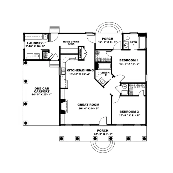 Vacation House Plan First Floor - Cedar Run Southern Style Home 028D-0059 - Search House Plans and More