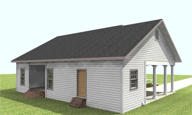 Ranch House Plan Side View Photo 02 - Cedar Run Southern Style Home 028D-0059 - Search House Plans and More