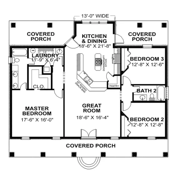 Traditional House Plan First Floor - Leeds Point Lowcountry Home 028D-0060 - Shop House Plans and More