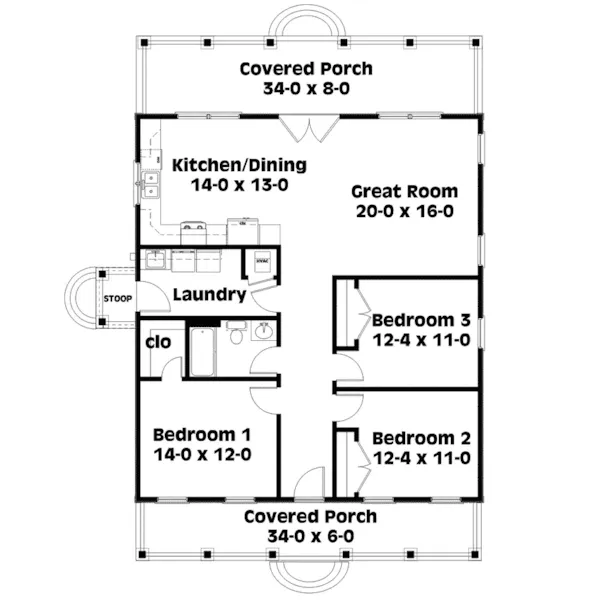 Waterfront House Plan First Floor - Wildwood Point Vacation Home 028D-0065 - Shop House Plans and More