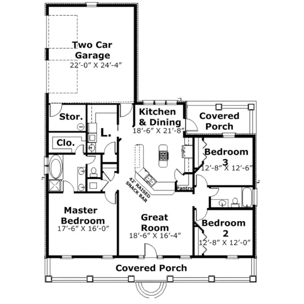 Ranch House Plan First Floor - Belleplain Lowcountry Home 028D-0069 - Search House Plans and More