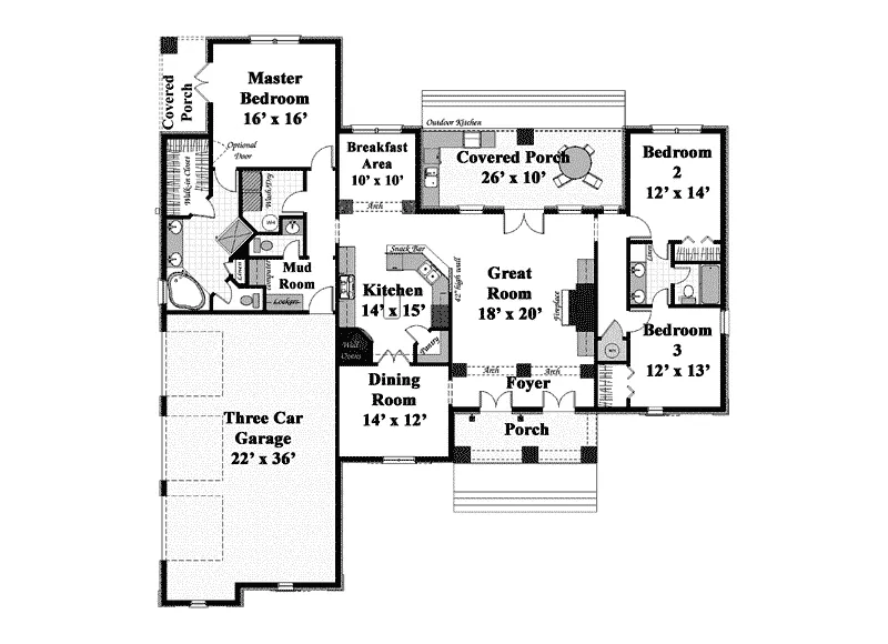 Country French House Plan First Floor - Seaville Country French Home 028D-0070 - Shop House Plans and More