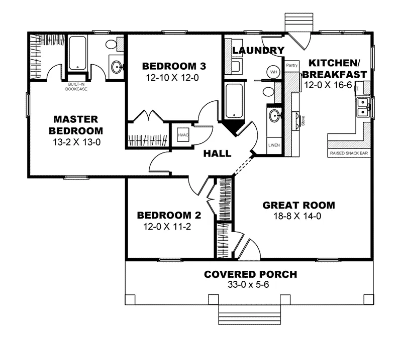 Ranch House Plan First Floor - Germainia  Country Ranch Home 028D-0073 - Search House Plans and More