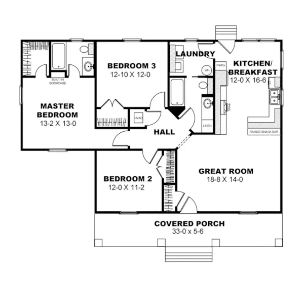 Ranch House Plan First Floor - Germainia  Country Ranch Home 028D-0073 - Search House Plans and More