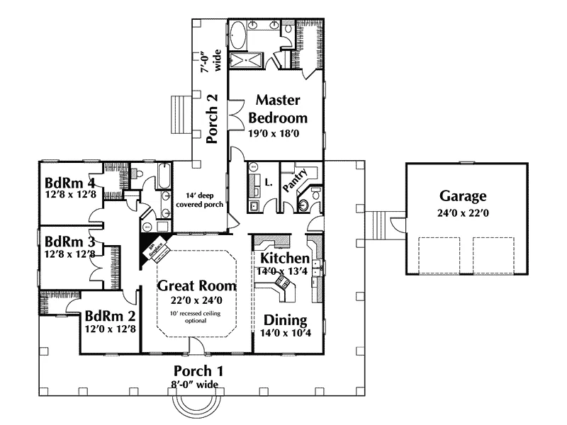Country House Plan First Floor - Dario Country Home 028D-0074 - Search House Plans and More