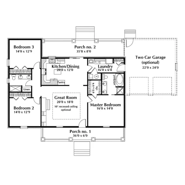 Country House Plan First Floor - Malaga Single Story Home 028D-0075 - Shop House Plans and More