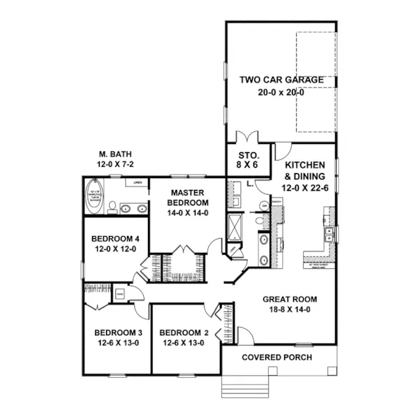 Ranch House Plan First Floor - Indian Mills Ranch Home 028D-0082 - Search House Plans and More