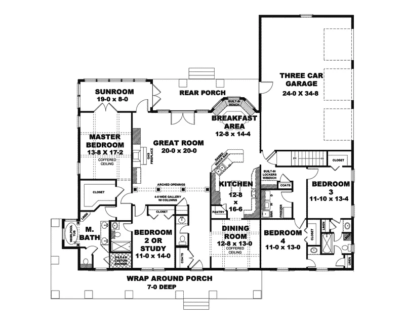 Traditional House Plan First Floor - Corbin Park Craftsman Home 028D-0087 - Search House Plans and More