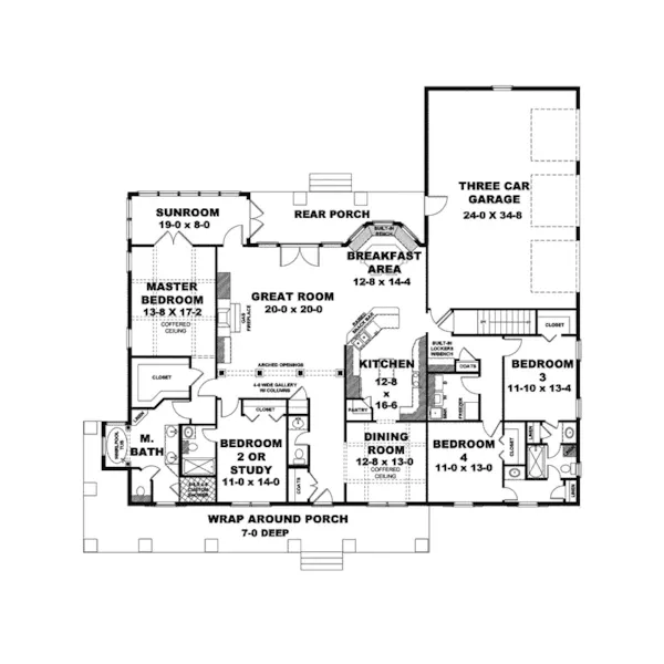 Country House Plan First Floor - Corbin Park Craftsman Home 028D-0087 - Search House Plans and More