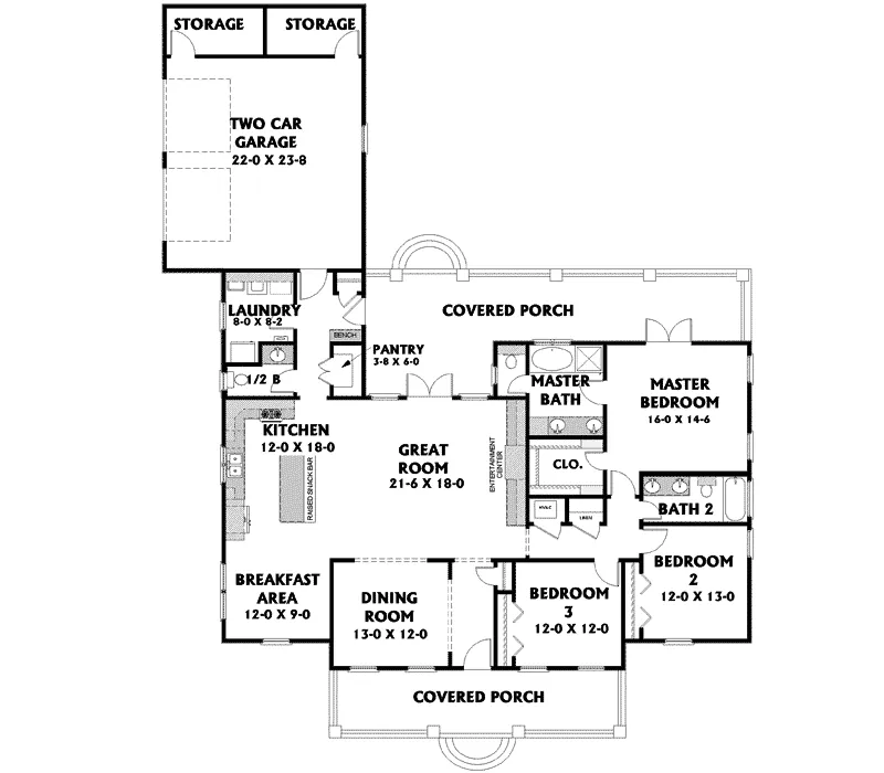 Traditional House Plan First Floor - Greenbank Hill Southern Home 028D-0089 - Search House Plans and More
