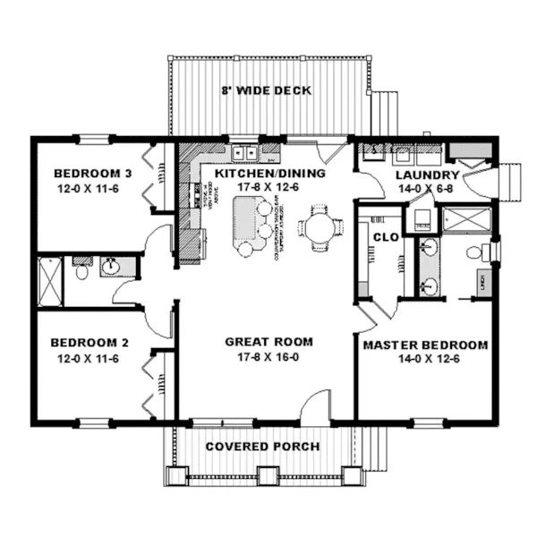 First Floor - Elkhart Country Home 028D-0091 - Shop House Plans and More