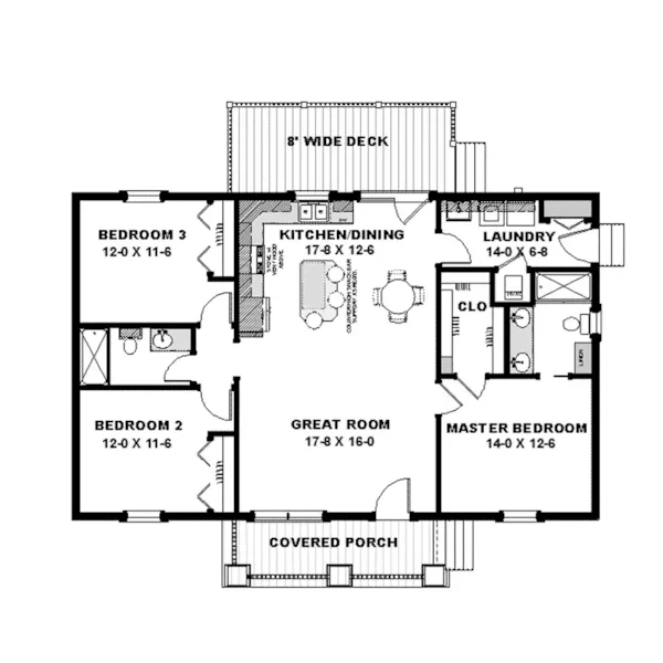 Lowcountry House Plan First Floor - Calico Country Home 028D-0092 - Shop House Plans and More