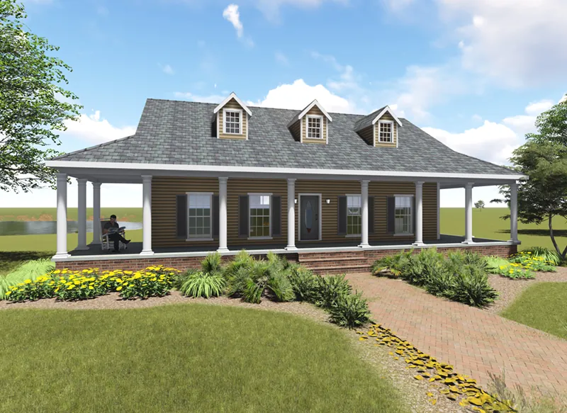 Ranch House Plan Front of Home - Lori Lane Southern Home 028D-0095 - Shop House Plans and More