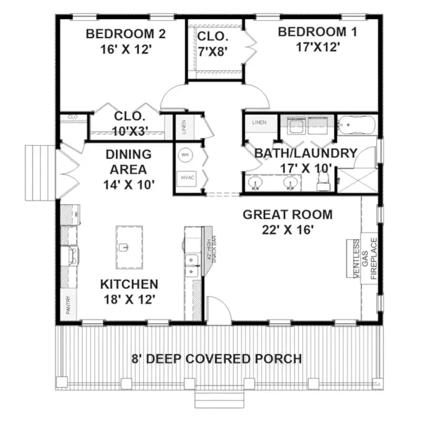 Cabin & Cottage House Plan First Floor - Reegan Modern Farmhouse 028D-0103 - Shop House Plans and More