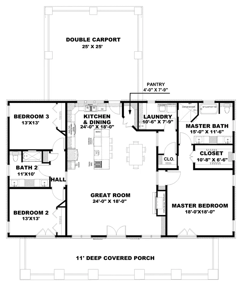 Modern Farmhouse Plan First Floor - Moreau Modern Farmhouse 028D-0104 - Shop House Plans and More