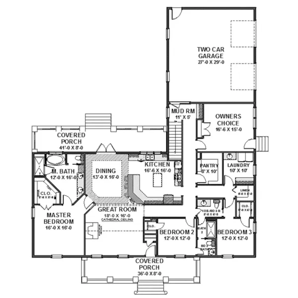 Arts & Crafts House Plan First Floor - Walsh Grove Craftsman Home 028D-0105 - Shop House Plans and More