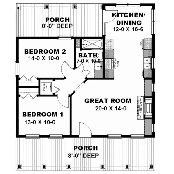 Vacation House Plan First Floor - Miller Lane Modern Farmhouse 028D-0108 - Shop House Plans and More