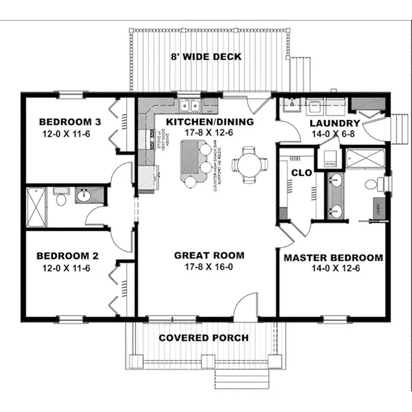 Traditional House Plan First Floor - Baldwin Lane Ranch Home 028D-0111 - Shop House Plans and More