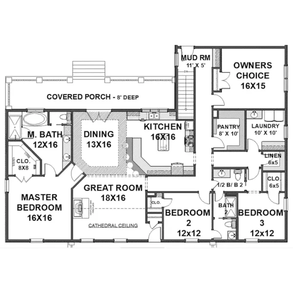 Ranch House Plan First Floor - Wittel Farm Modern Farmhouse 028D-0113 - Shop House Plans and More