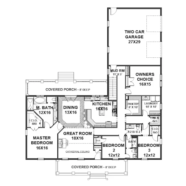 Ranch House Plan Optional Basement - Wittel Farm Modern Farmhouse 028D-0113 - Shop House Plans and More