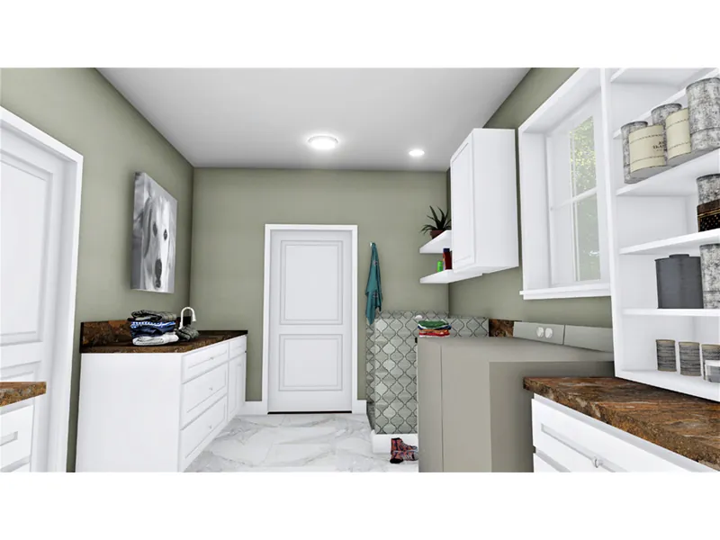 European House Plan Laundry Room Photo 02 - Coastal Springs Southern Home 028D-0114 - Shop House Plans and More