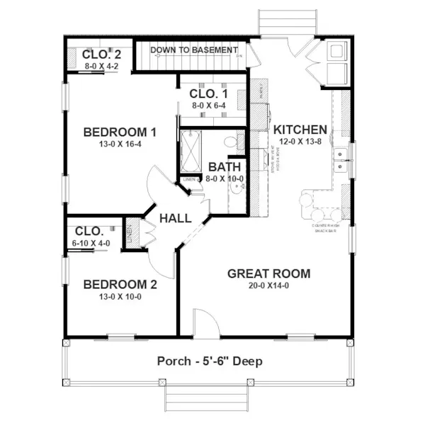 Cabin & Cottage House Plan First Floor - Flower Farm Country Home 028D-0130 | House Plans and More