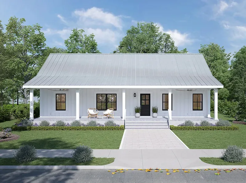 Farmhouse Plan Front of Home - 028D-0134 | House Plans and More