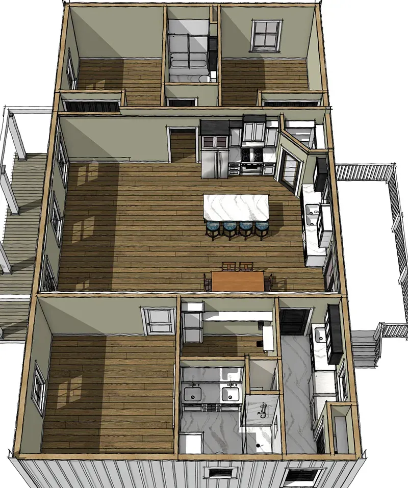 Country House Plan 3D Second Floor - Lower Hollow Modern Farmhouse 028D-0135 | House Plans and More