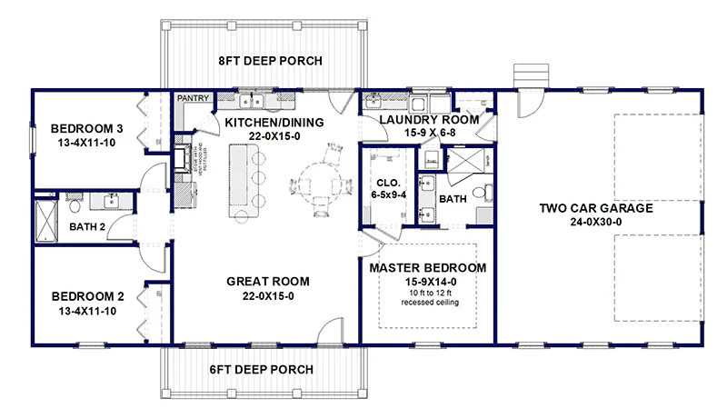 Modern House Plan First Floor - Hardwood Trail Ranch Home 028D-0136 | House Plans and More