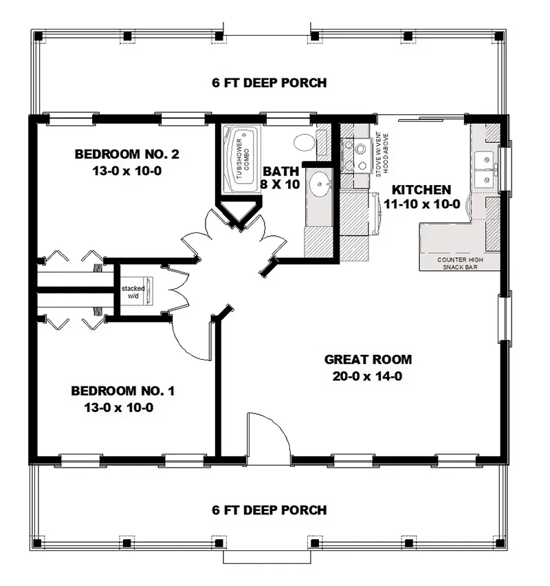 Acadian House Plan First Floor - 028D-0138 | House Plans and More