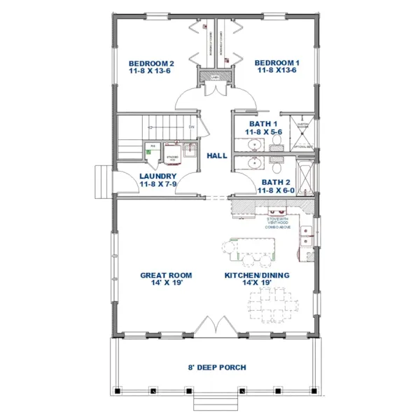 Country House Plan First Floor - Dove Harbor Modern Farmhouse 028D-0139 | House Plans and More