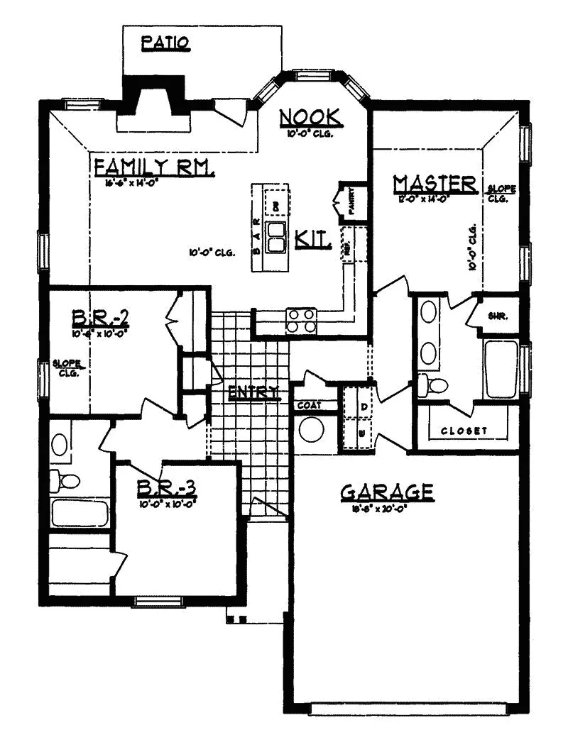 Ranch House Plan First Floor - Newton Mill Ranch Home 031D-0001 - Shop House Plans and More