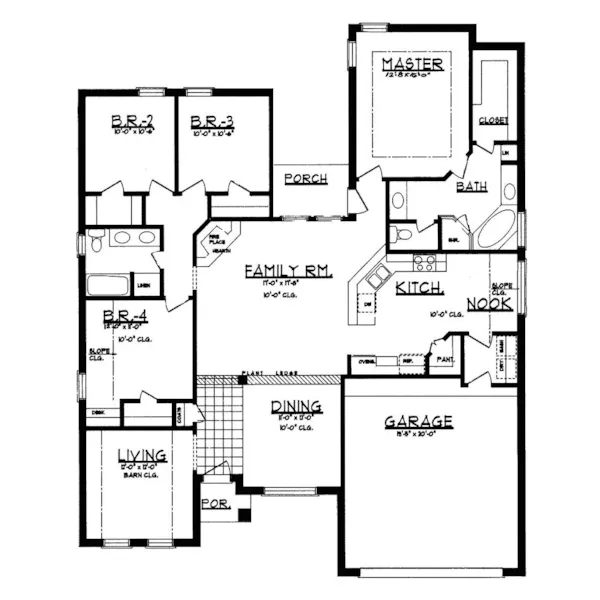 Ranch House Plan First Floor - Canton Mill Modern Ranch Home 031D-0010 - Search House Plans and More