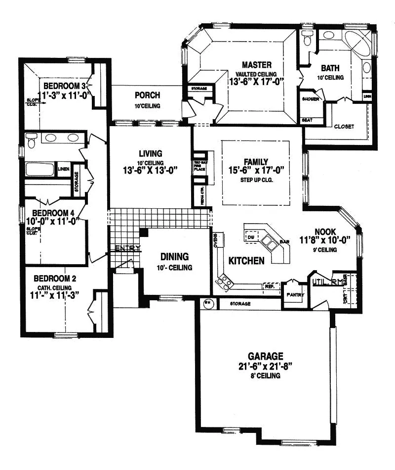 Ranch House Plan First Floor - Sugar Forest Ranch Home 031D-0014 - Shop House Plans and More