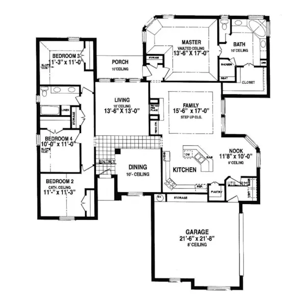 Ranch House Plan First Floor - Sugar Forest Ranch Home 031D-0014 - Shop House Plans and More