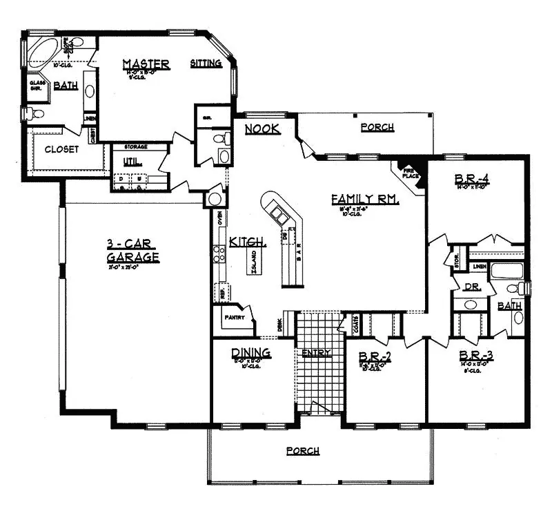 Ranch House Plan First Floor - Pemberville Mill Plantation Home 031D-0015 - Shop House Plans and More