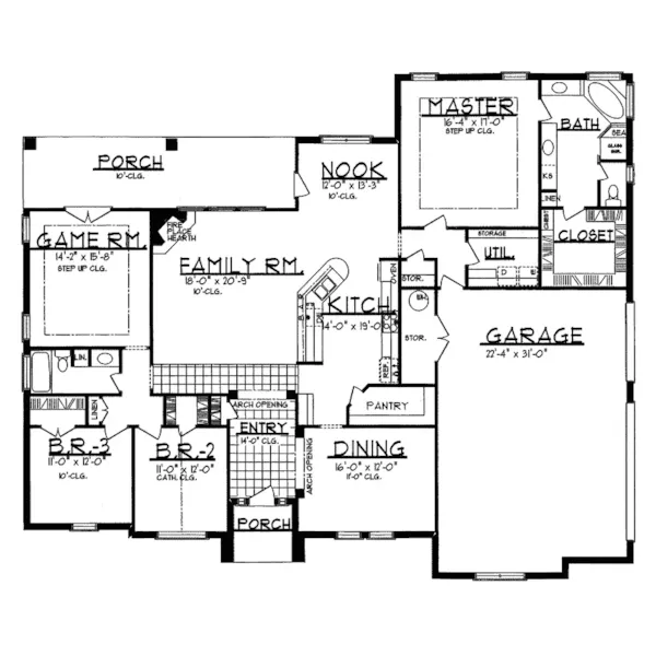 Traditional House Plan First Floor - Beltsville Country Home 031D-0019 - Search House Plans and More