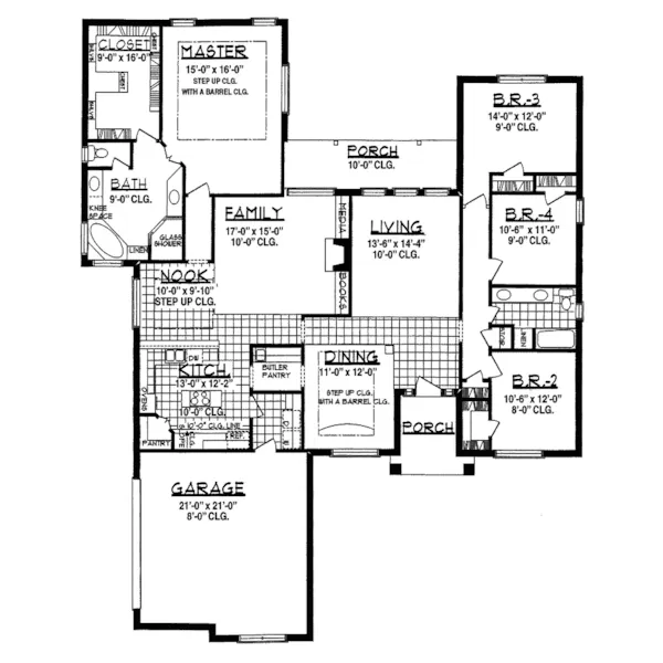 Traditional House Plan First Floor - Norcross Place European Home 031D-0021 - Shop House Plans and More