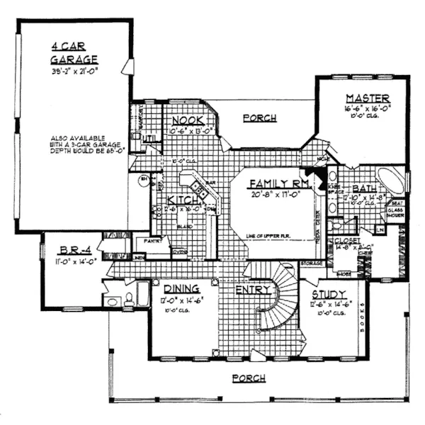 Farmhouse Plan First Floor - Dunbridge Hill Traditional Home 031D-0022 - Search House Plans and More