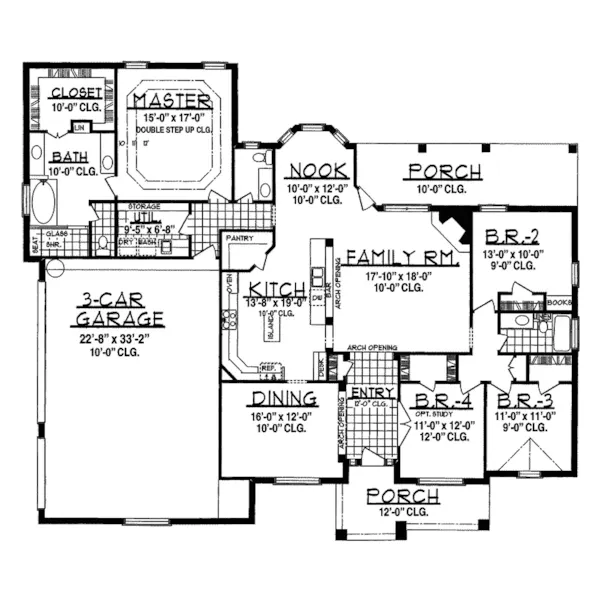 English Cottage House Plan First Floor - Kiefer Cove European Home 031D-0024 - Search House Plans and More