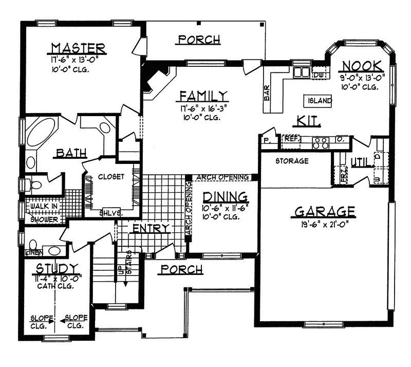 Traditional House Plan First Floor - Millgrove Traditional Farmhouse 031D-0032 - Shop House Plans and More