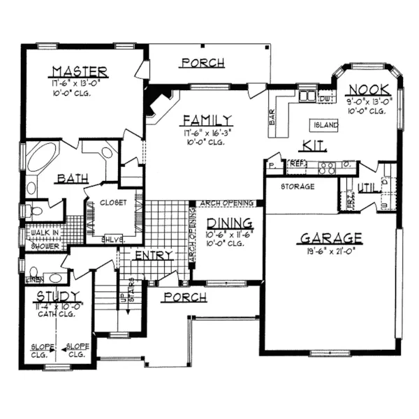 Southern House Plan First Floor - Millgrove Traditional Farmhouse 031D-0032 - Shop House Plans and More