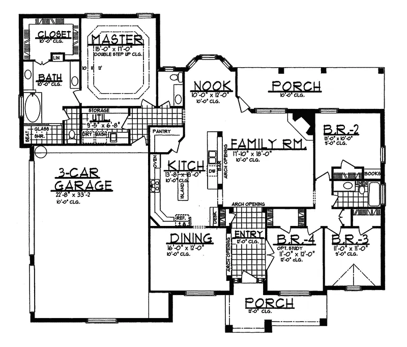 Modern House Plan First Floor - DeSoto European Home 031D-0034 - Search House Plans and More