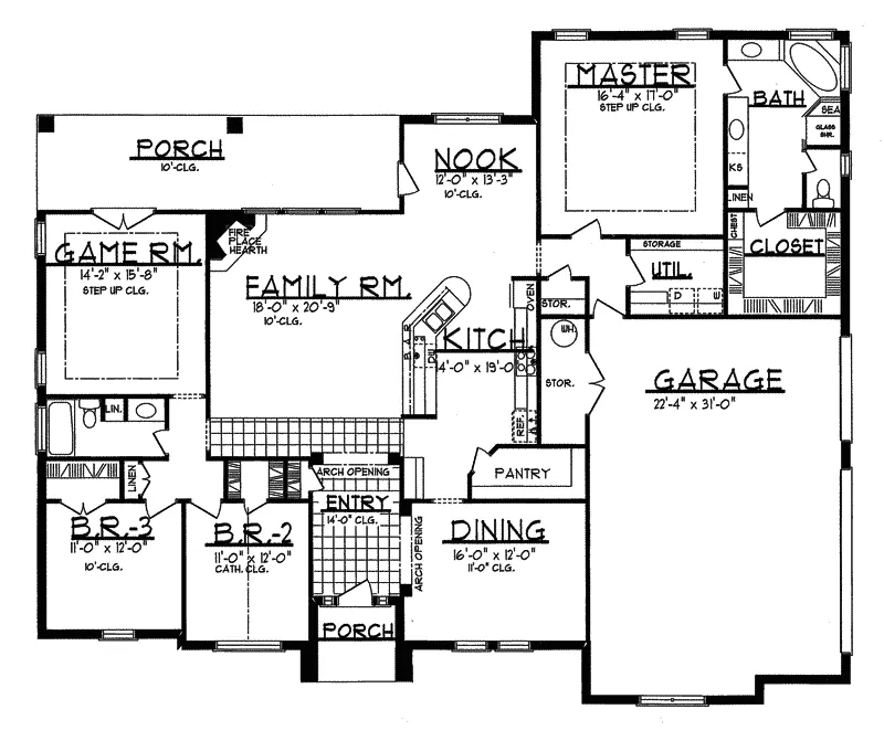 Traditional House Plan First Floor - Blanchard Bluff Modern Home 031D-0035 - Search House Plans and More