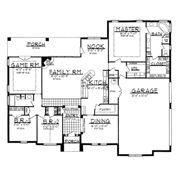 Traditional House Plan First Floor - Blanchard Bluff Modern Home 031D-0035 - Search House Plans and More