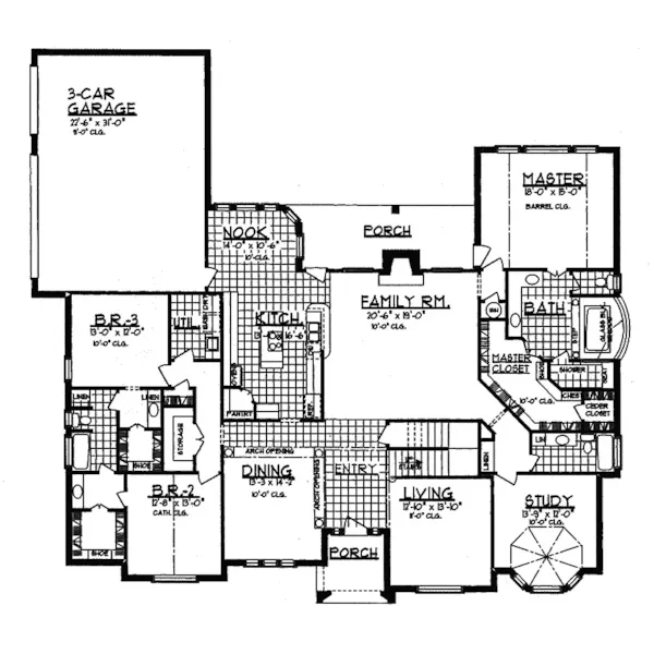 Victorian House Plan First Floor - Glen Hollow Tudor Home 031D-0036 - Search House Plans and More