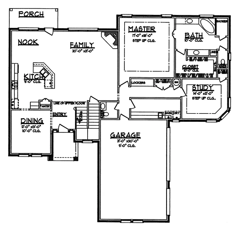 Country French House Plan First Floor - Rolling Green Tudor Home 031D-0037 - Shop House Plans and More