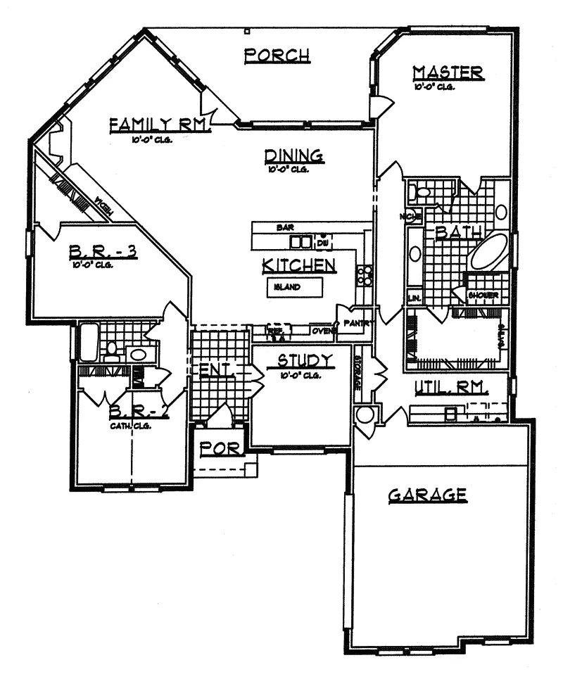 Southern House Plan First Floor - Tremont Ranch Home 031D-0038 - Shop House Plans and More