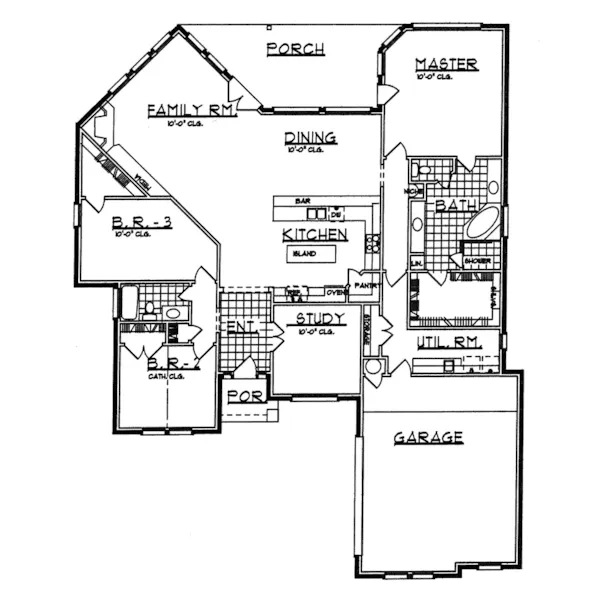 Modern House Plan First Floor - Tremont Ranch Home 031D-0038 - Shop House Plans and More