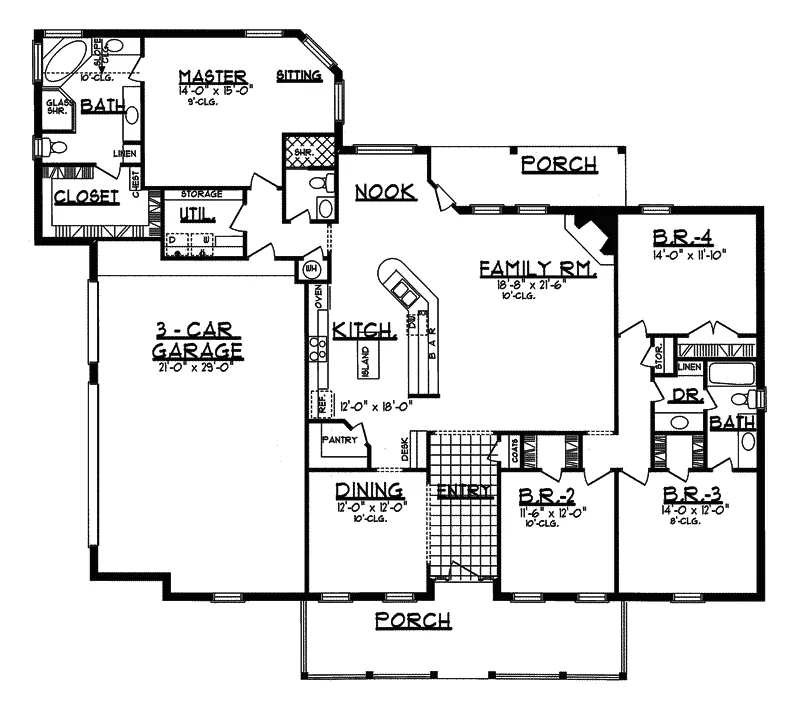 Country House Plan First Floor - Lourdes Traditional Ranch Home 031D-0041 - Shop House Plans and More